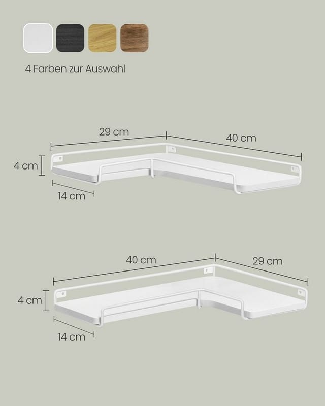 Vasagle Eckregal 2er Set L-förmig 29 cm x 40 cm Weiß