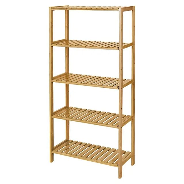 Songmics Badregal 5 Ebenen 60 cm x 26 cm x 130 cm Naturfarben