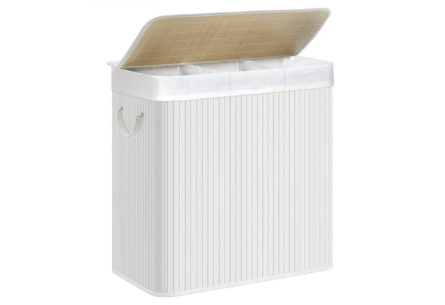 Songmics Wäschekorb 3 Sortierfächern 40 cm x 60 cm x 61,5 cm Weiß 150,