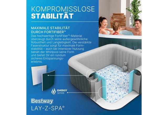 Bestway LAY Z SPA Whirlpool Ibiza AirJet Dunkelgrün 180 cm x 180 cm Eckig