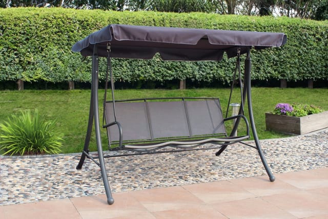 Hollywoodschaukel Anna Silber-Taupe 159 x 201 x 130 cm