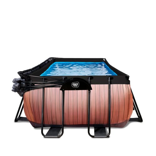 EXIT Wood Pool Braun 400 x 200 x 122 cm m. Sandfilterpumpe u. Abdeckung