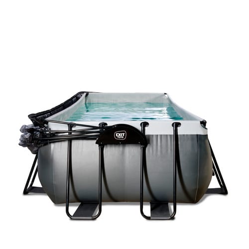 Exit Black Leather Pool Schwarz 540x250x100 cm Sandfilterp., Abdeckung, Wärmep.