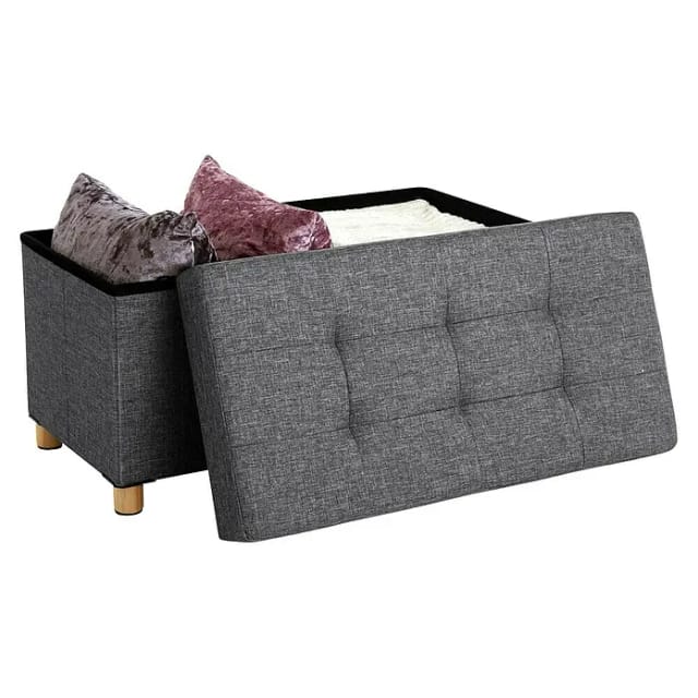Songmics Sitztruhe mit Stauraum 38 cm x 76 cm x 40 cm Grau