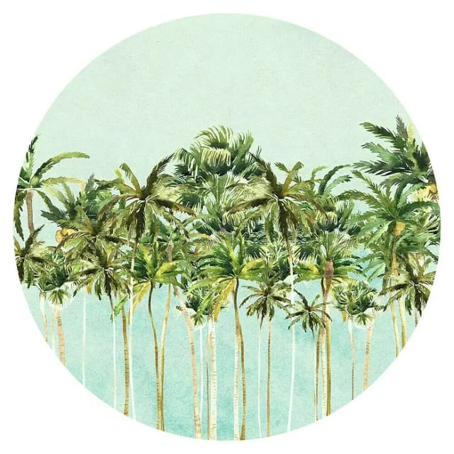 Komar Vliesfototapete Dot Coconut Trees selbstklebend Ø 125 cm