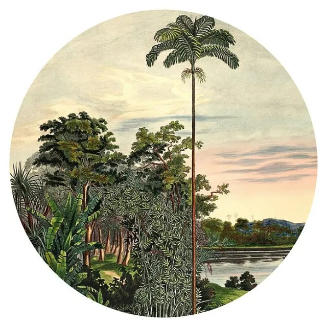 Komar Vliesfototapete Dot Vintage Landscape selbstklebend Ø 125 cm