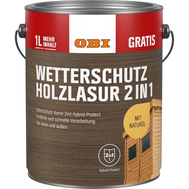 OBI Wetterschutz-Holzlasur 2 in 1 Farblos 5,