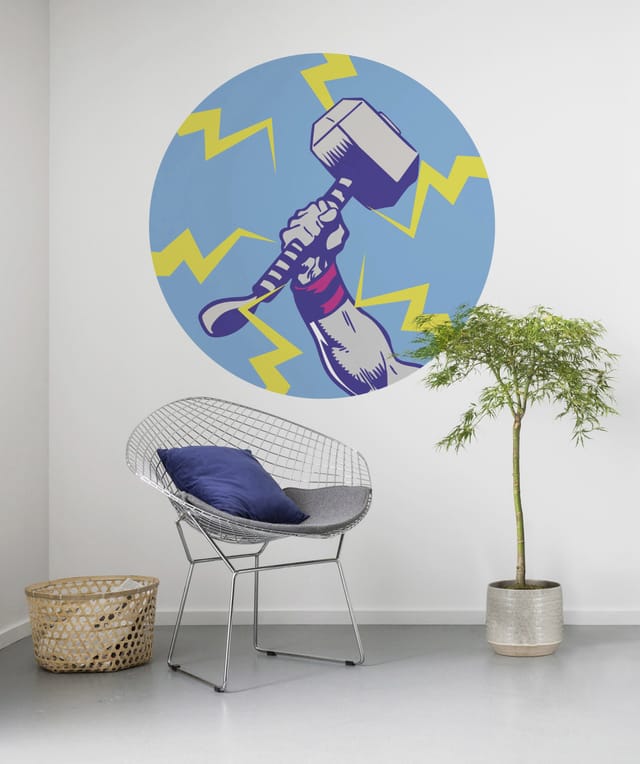 Komar Vliesfototapete Dot Avengers Thor's Hammer Pop Art selbstklebend Ø 125 cm
