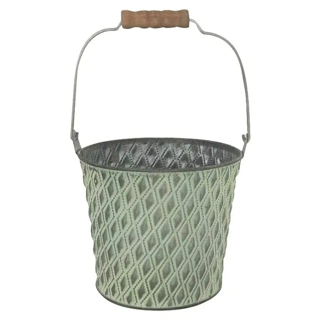 A.H.G. Eimer Verzinkt mit Henkel und Rautenstanzung Grün Ø 15 cm x 13 cm