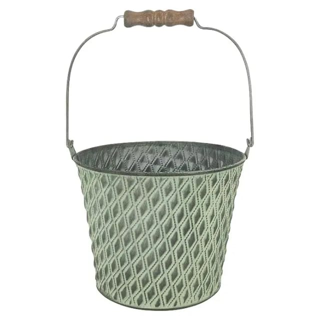 A.H.G. Eimer Verzinkt mit Henkel und Rautenstanzung Grün Ø 17,5 cm x 14 cm