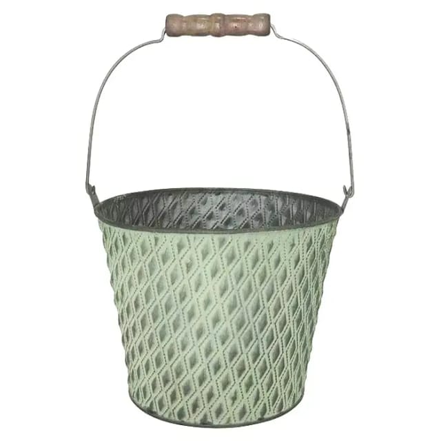 A.H.G. Eimer Verzinkt mit Henkel und Rautenstanzung Grün Ø 19,5 cm x 15,5 cm
