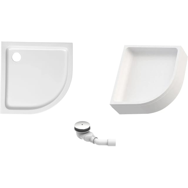 Ottofond Duschwannen-Set Viertelkreis 90 cm x 90 cm Weiß