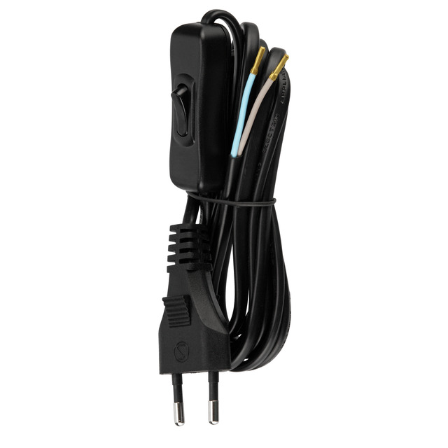 Zuleitung mit Schalter und Euro-Stecker Schwarz 2 m