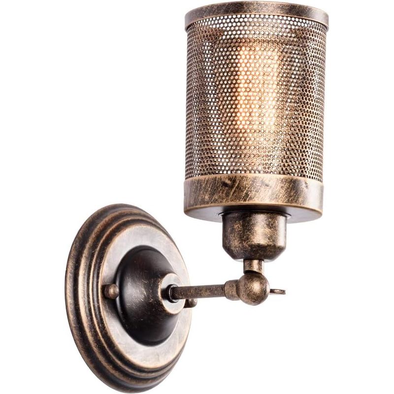 Industrielle Wandleuchte – Metallgitterschirm – Vintage-steampunk-stil – Für Veranda, Garage, Flur – 1-teilig