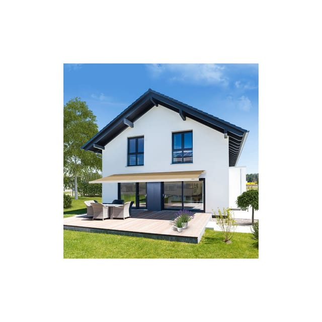 Home Deluxe LED Vollkassettenmarkise Elos 585 cm x 300 cm Sandfarben
