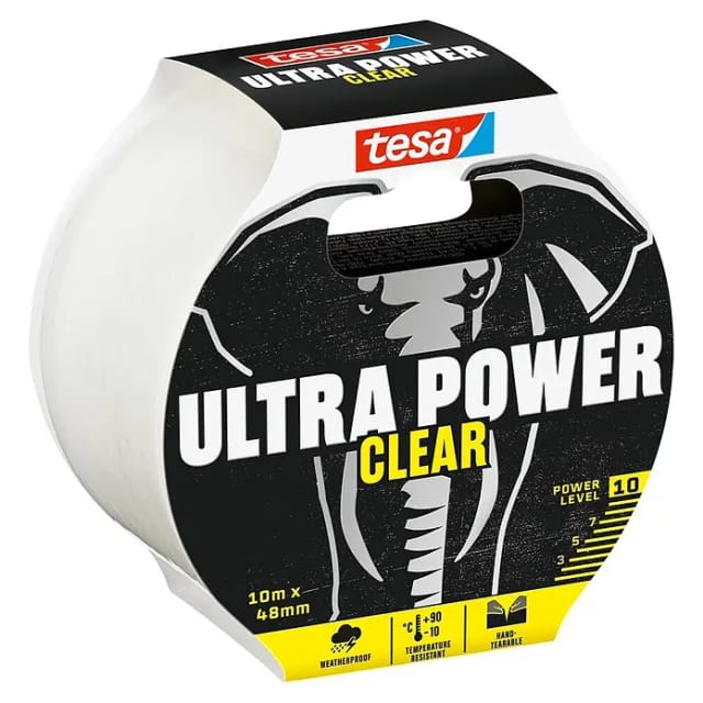 Tesa Ultra Power Clear Reparaturband 10 m x 48 mm Transparent