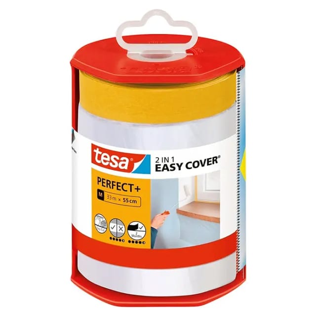 Tesa Abdeckfolie inkl. Klebeband im Spender Easy Cover Perfect+ M
