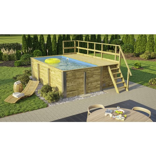 Weka Massivholzpool 595 Gr.1 Technikraum/Sonnendeck 49 x 309 x 203 cm Blau