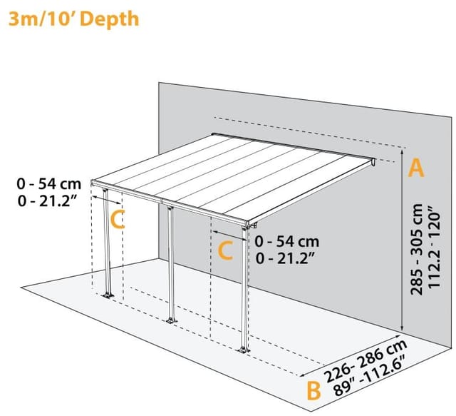 Palram - Canopia Terrassenüberdachung Feria Weiß 3x12.76