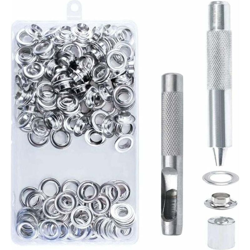 14-mm-metalösen – Komplettset Mit Stanzwerkzeug Und Aufbewahrungsbox – Für Segeltuch, Planen, Zelte, Markisen – 100 Stück