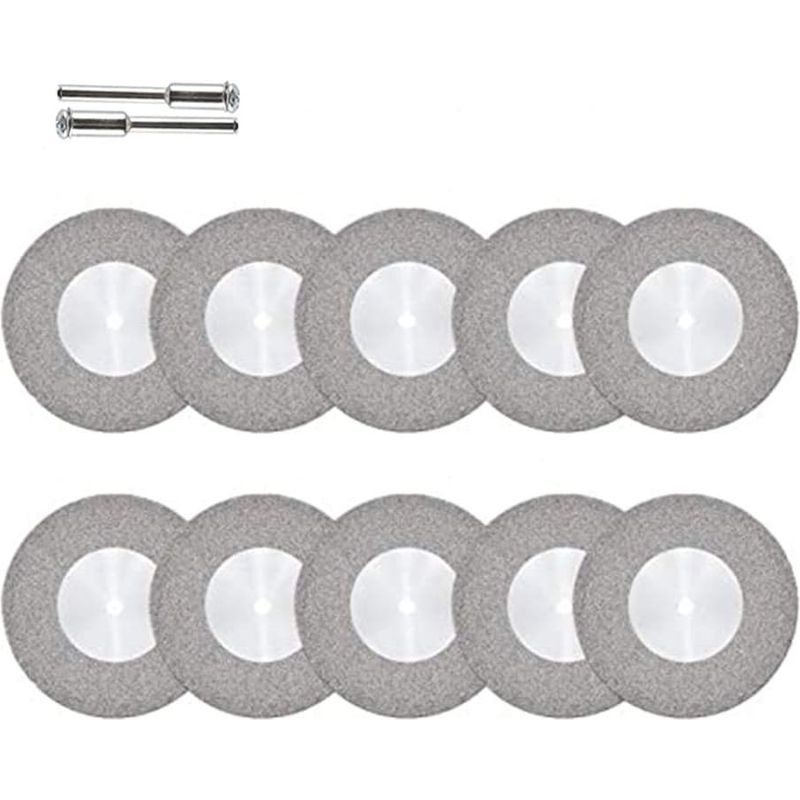 Diamanttrennscheiben – 10 Stück – Für Rotationswerkzeuge – Geeignet Für Holz, Metall, Stein, Keramik Und Glas – Durchmesser 20 Mm – Dicke 0,5 Mm – Mit 2 Dornen