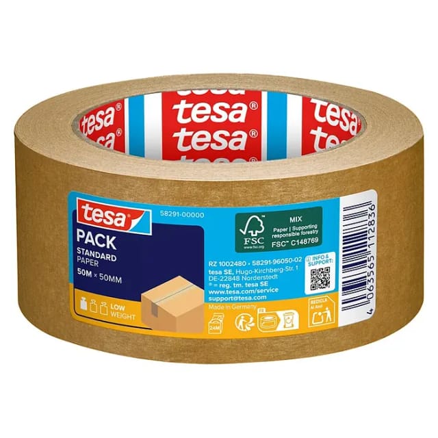 Tesa Pack Papier Standard Packband 50 m x 50 mm