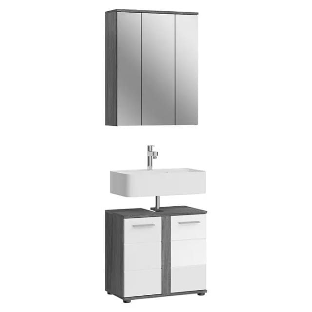 Badmöbel-Set Blake Hochglanz Weiß 64 cm 2-tlg.