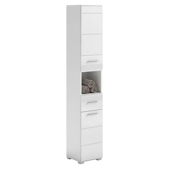 Hochschrank Linus Hochglanz Weiß 30 cm zweitürig