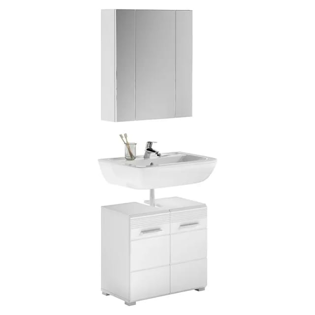 Badmöbel-Set Linus Hochglanz Weiß 60 cm 2-tlg.