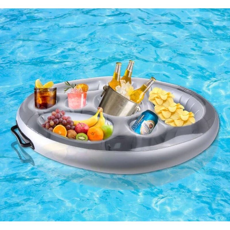 Aufblasbarer Getränkehalter – Für Schwimmbad, Spa, Whirlpool – 8 Fächer Für Dosen Und Flaschen – Tragegriffe – 1 Stück