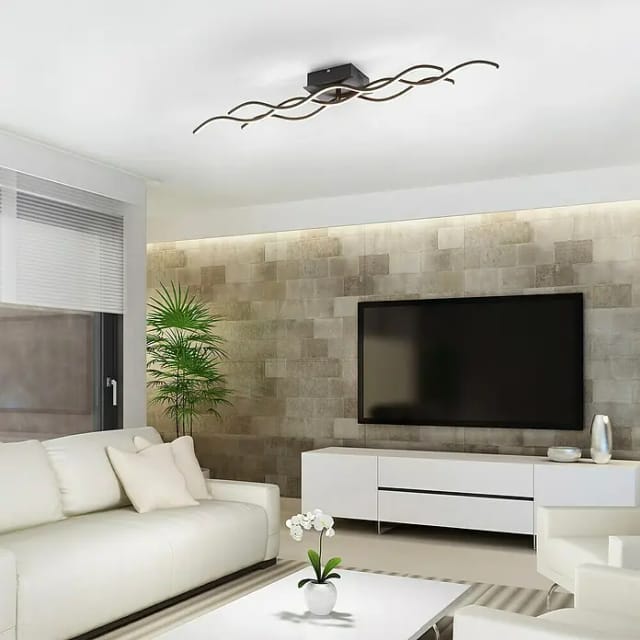 Just Light. LED-Deckenleuchte Wave Schwarz 97,5 x 16 cm