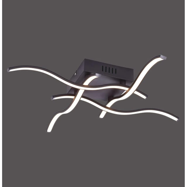 Just Light. LED-Deckenleuchte Wave Schwarz 55 x 55 cm