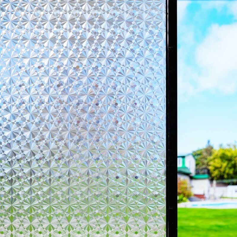 Fensterfolie – 3d-diamantmuster – Blickdicht, Uv-beständig – Klebstofffrei – 45 X 200 Cm – Für Schlafzimmer, Büro, Küche, Badezimmer