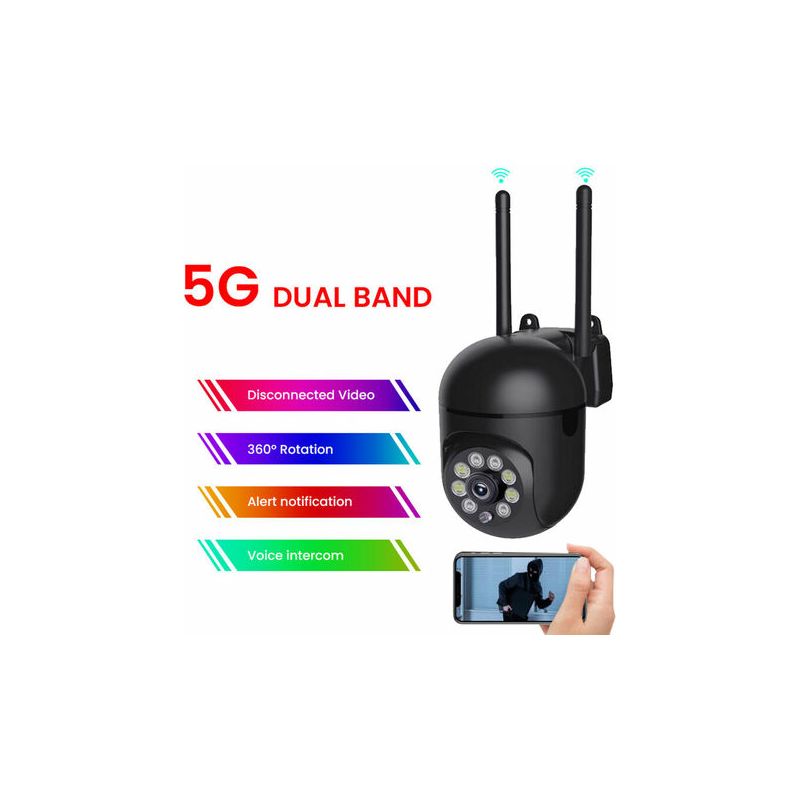 Überwachungskamera Für Den Außenbereich – 1080p – 355°/90° Schwenkbereich – 10 M Infrarot-nachtsicht – Personenerkennung – 2,4 Ghz + 5 Ghz Funk – 1 Stück
