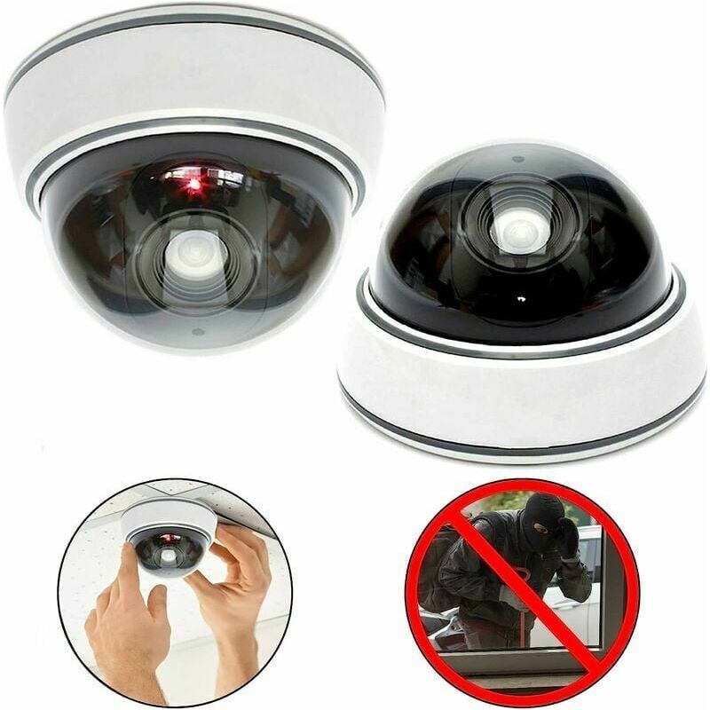 Attrappen-dome-kamera – 12,5 Cm – Blinkende Led – Wasserdicht – Für Den Innen- Und Außenbereich – 2er-pack