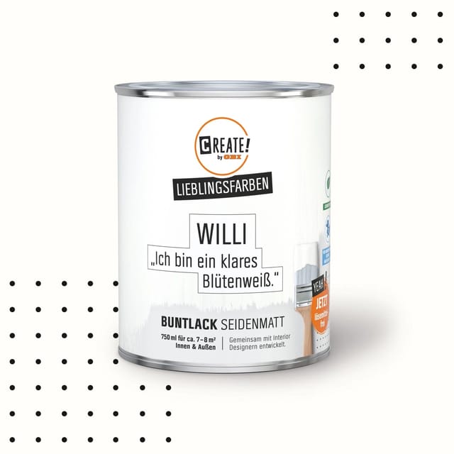 CREATE! by OBI Buntlack Lieblingsfarbe Willi Blütenweiß Seidenmatt 0,75,
