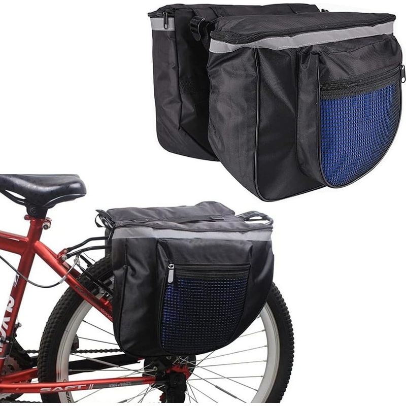 Gepäckträgertasche Fürs Heck – Doppeltasche – 2 Fächer – Wasserdichtes Polyester – Reflektierende Streifen – Für Gepäckträger – 1 Stück