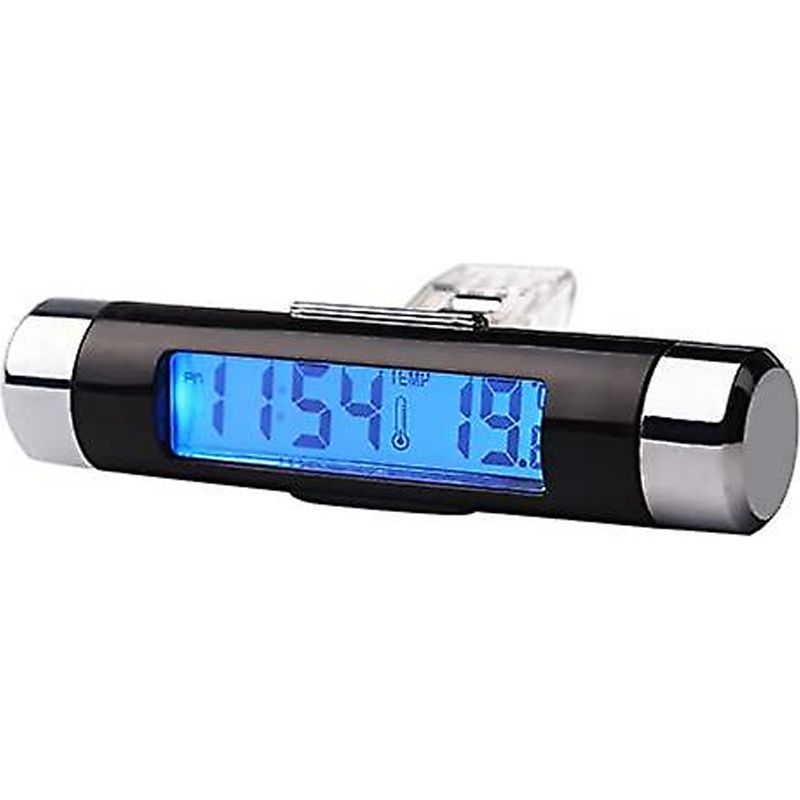 Thermometer-uhr – Digitales Auto-thermometer Und Uhr – Blaue Hintergrundbeleuchtung – Für Den Fahrzeuginnenraum – 1 Stück
