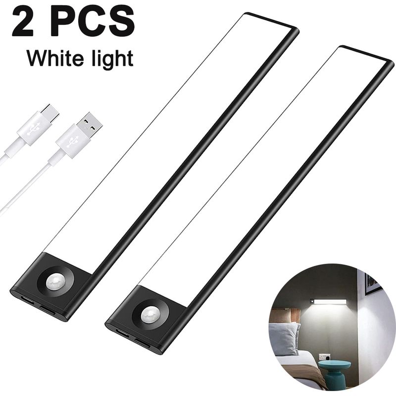 Unterbauleuchte – Bewegungs- Und Lichtsensor – Usb-aufladbar – Ultradünn Und Magnetisch – Für Küche, Schublade, Treppenhaus, Flur – 2 Stück