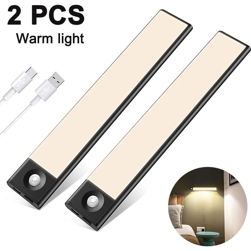 Unterbauleuchte – Infrarot-bewegungsmelder – Usb-wiederaufladbare Led-beleuchtung – Ultradünn Und Magnetisch – Für Küche, Schublade, Treppenhaus, Flur – 2 Stück