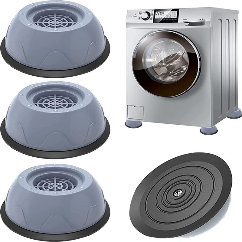 Fußpads – 10 Cm – Waschmaschine – Rutschfest – Montagefrei – Kunststoff – Grau – 4 Stück