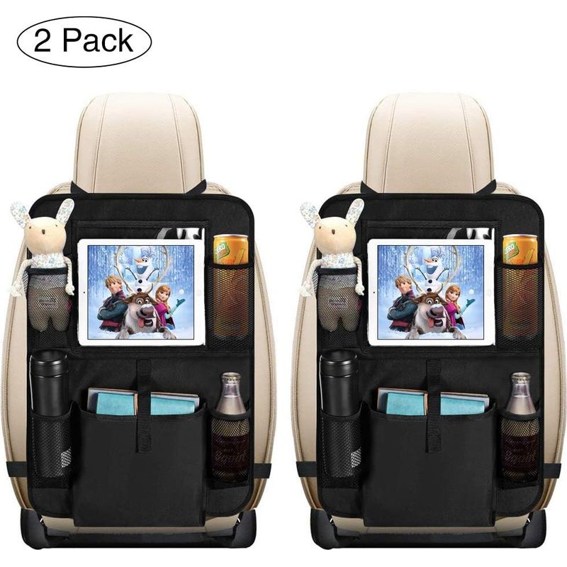 Autositz-rückenlehnenschutz – 2-teilig – 64 X 43 Cm – Wasserabweisend – Mit Transparenter Tablettasche – Fürs Auto