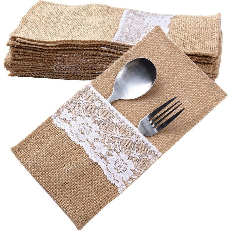 Besteckhalter Aus Jute – Messer-, Gabel- Und Löffelhalter – Rustikale Dekoration Für Hochzeiten, Partys Und Tische – 20er-set