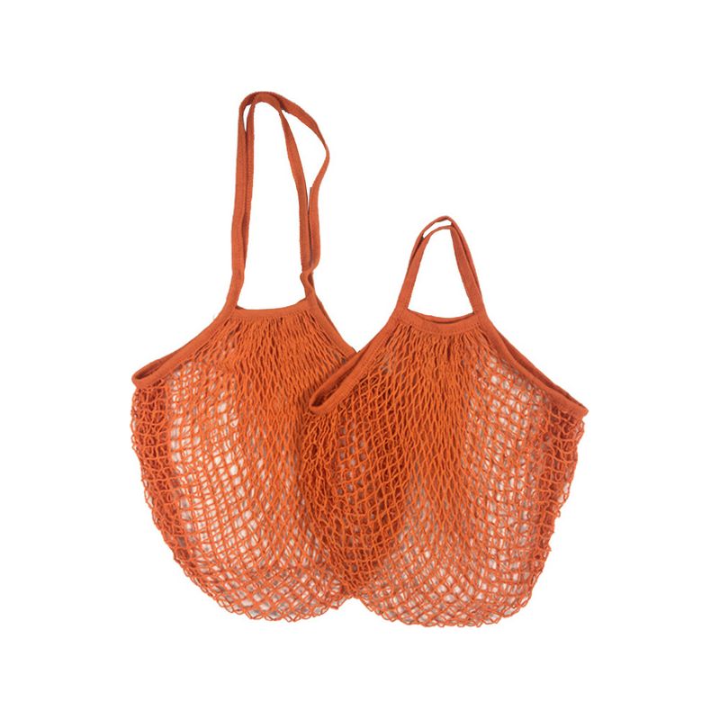 Baumwollnetzbeutel – Wiederverwendbarer Beutel Für Einkäufe, Gemüse, Obst, Strand, Spielzeug – Lange Und Kurze Henkel – 2 Stück