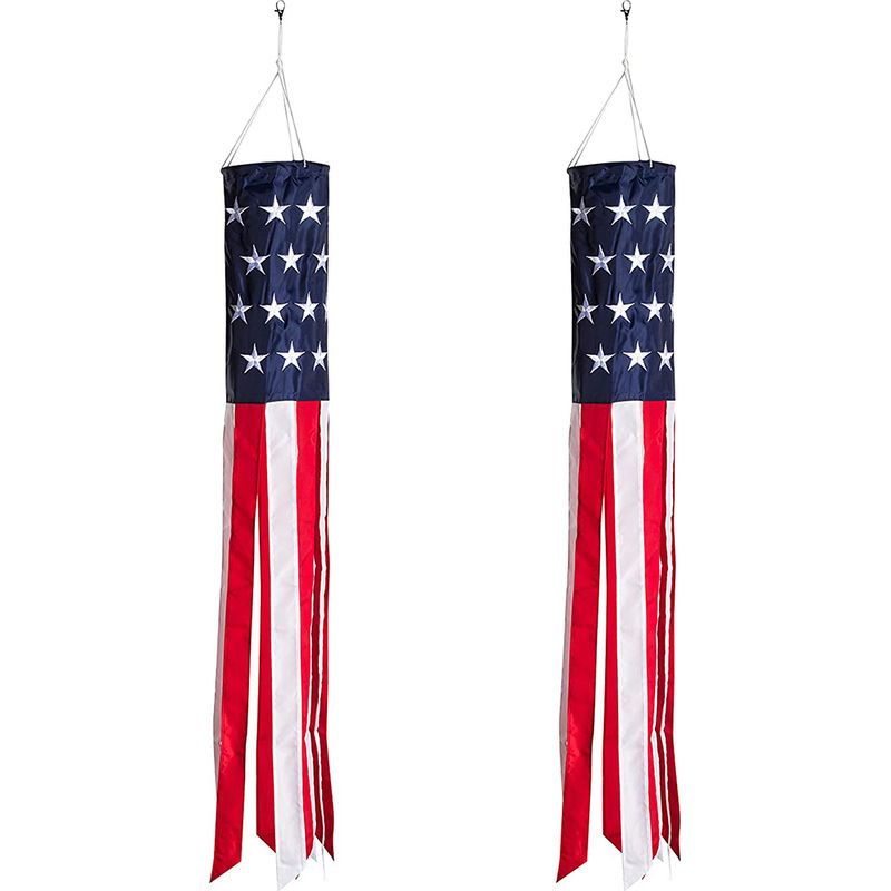 Windsack – Design Mit Amerikanischer Flagge – 60 Cm Und 35 Cm – Wetterfeste Dekoration Für Garten, Terrasse Und Grill – 2er-set