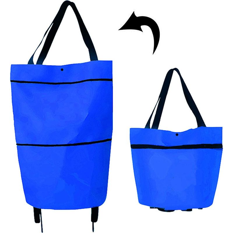 Faltbarer Einkaufswagen – Einziehbare Räder – Boden Aus Pp-platte – Als Handtasche Oder Trolley Verwendbar – 30 L Fassungsvermögen – 1 Stück