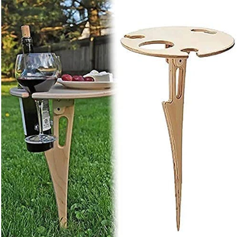 Klappbarer Holztisch – Für Den Außenbereich – Garten, Strand, Camping – Höhenverstellbar – Stabil Auf Sand Und Gras – 1 Stück