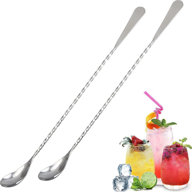 Cocktail-rührglas – Barlöffel Aus Edelstahl, 300 Mm Und 400 Mm Langer Griff Für Gerührte Drinks – 2er-set