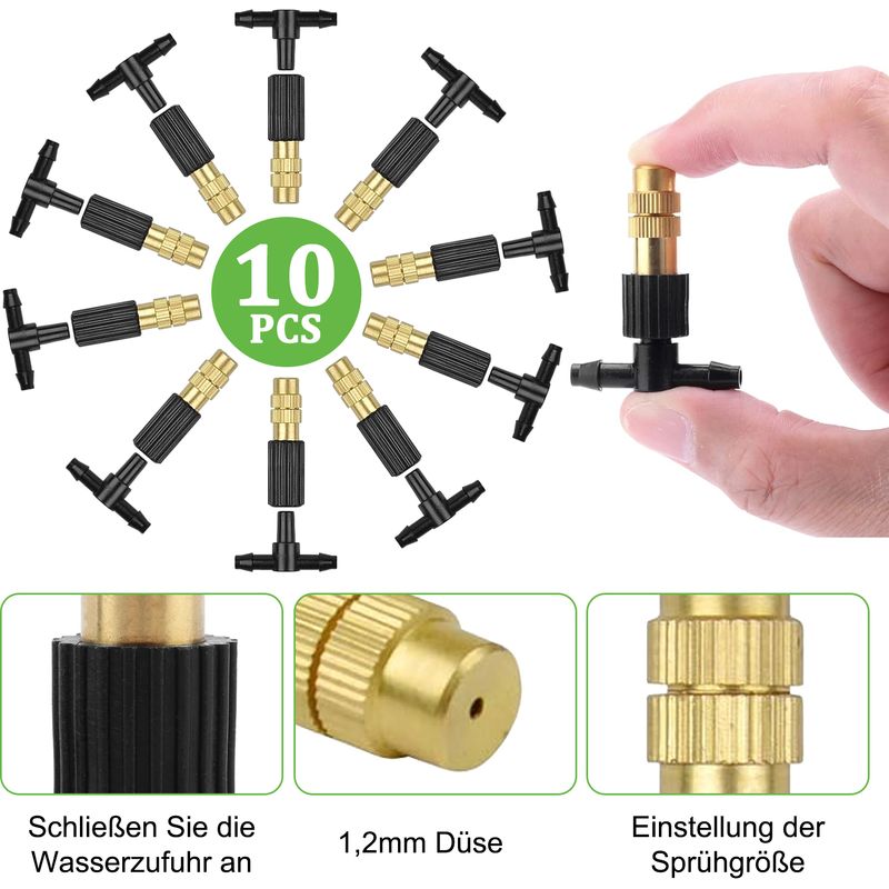Sprühregner – Verstellbarer Messingkopf – Sprühbewässerungssystem Für Garten, Rasen, Gewächshaus – 10 Stück