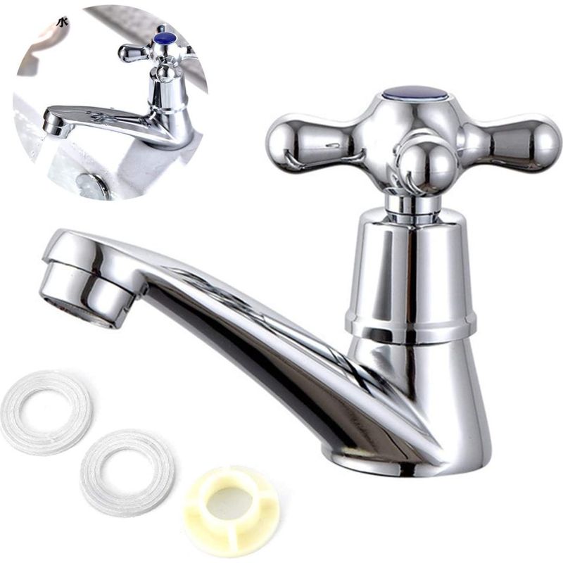 Einzel-kaltwasserhahn – Wasserfallarmatur Für Waschbecken – Chrom-finish – Geeignet Für Badezimmer- Und Küchenwaschbecken – 12,5 X 8,8 X 7 Cm